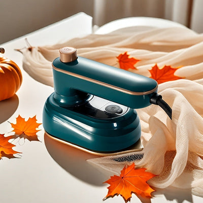 Plancha Eléctrica Portátil con Diseño Giratorio - Vapor de Alta Temperatura de 170°, Uso en Seco y Húmedo, Color Verde Azulado y Blanco, Enchufe Americano, Compacta y Ergonómica para Planchar Fácilmente