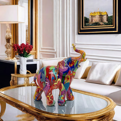 1pc Estatua de resina de elefante colorida, decoración versátil para el hogar para la sala de estar, el soporte de TV, el estudio, la oficina - Ideal para Navidad, Acción de Gracias, Año Nuevo, Día de San Valentín, celebraciones univer