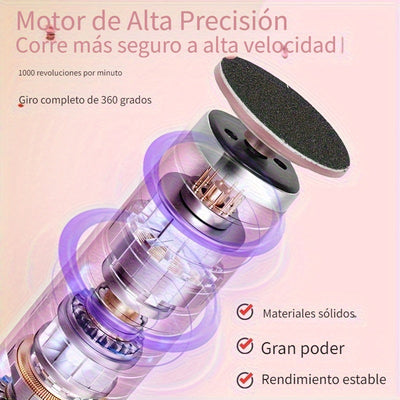 Removedor eléctrico de callos de 6 velocidades ajustables con pantalla LCD - Batería de litio recargable, sin aceite, herramienta de cuidado para pies de uso doméstico, dispositivo para el cuidado de los pies | Cuidado moderno de los pies | Ajustable, he