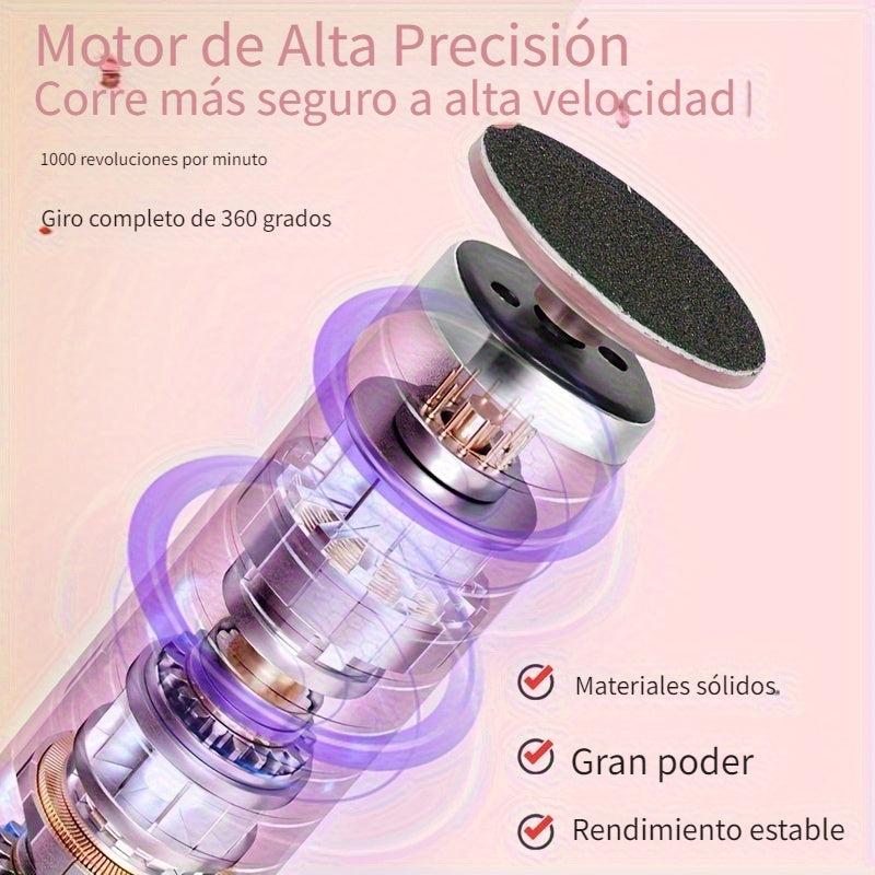 Removedor eléctrico de callos de 6 velocidades ajustables con pantalla LCD - Batería de litio recargable, sin aceite, herramienta de cuidado para pies de uso doméstico, dispositivo para el cuidado de los pies | Cuidado moderno de los pies | Ajustable, he