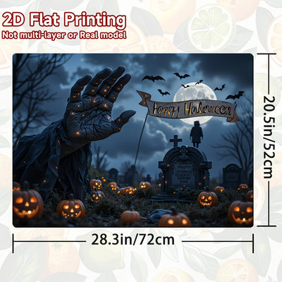 1pc Protector de Estufa para Halloween - Escena Espeluznante con Calabazas, Alfombrilla Antideslizante para Cocinas a Gas/Inducción, Lavadoras y Secadoras - Decoración Fácil de Limpiar (1 pieza), Accesorio Festivo, Diseño Plano 2D, Cubierta para Encimera