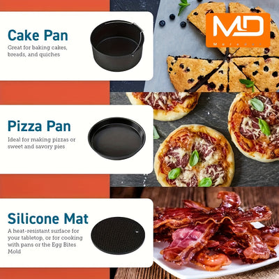 MOREDOR 11piezas/set 20.32 cm Accesorios para freidora de aire, Compatible con Universal 3.7QT - 6.8QT Freidora de aire profunda, Libre de BPA, Seguro para lavavajillas, Revestimiento antiadherente, Con libro de recetas