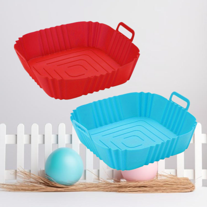2 piezas, forros de freidora de aire de silicona, forros de freidora de aire cuadrados, tazones de cesta de silicona, bandejas de horno reutilizables, accesorios de horno, herramientas de repostería, gadgets de cocina, accesorios de cocina