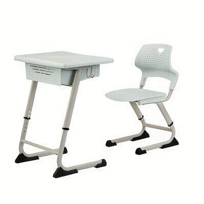 Juego de mesa y silla de estudio ergonómica ajustable - Marco de metal duradero, azul y blanco, ideal para el hogar, la escuela o el entrenamiento, escritorio escolar | Altura ajustable | Diseño ergonómico, mesa de estudio