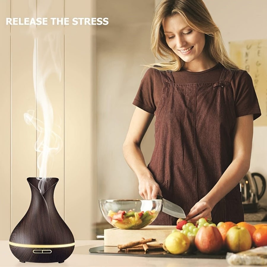 1 ud. Difusor de Aromas y Humidificador 5-en-1 de 550 ml, Tecnología de Onda Sonora para Difusor de Aceites Esenciales, Humidificador de Nube Fría por USB, Luces LED Cambiantes en 7 Colores con Temporizador de Niebla Ajustable y Funcionamiento Silencioso
