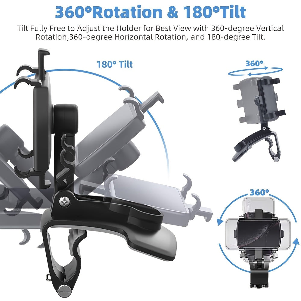 1pc soporte para teléfono de salpicadero, base ABS ajustable universal multifuncional, compatible con pantallas horizontales y verticales, fácil instalación, sujeción segura y giratorio rectangular, accesorio interior automotriz ideal para navegación seg