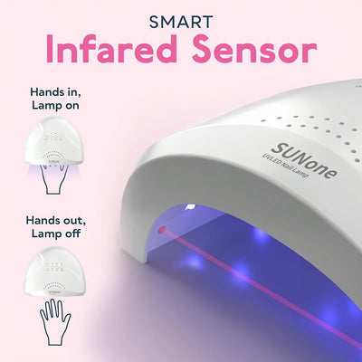 Lámpara de uñas Sun One - LED de alta potencia, sensor inteligente, temporizador de 3 modos, plástico hipoalergénico, secador de uñas profesional para resina y gel, cuidado de uñas | Lámpara de uñas moderna | Diseño elegante, secador de uñas