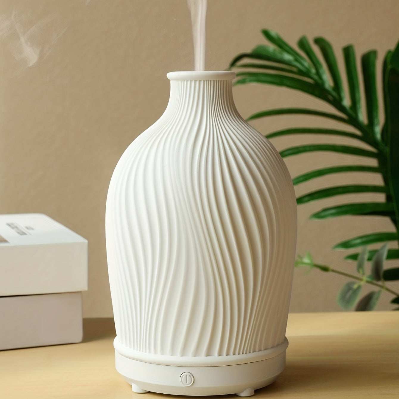 Máquina de Aromaterapia Ultrasonica de Resina Blanca USB con Humidificación