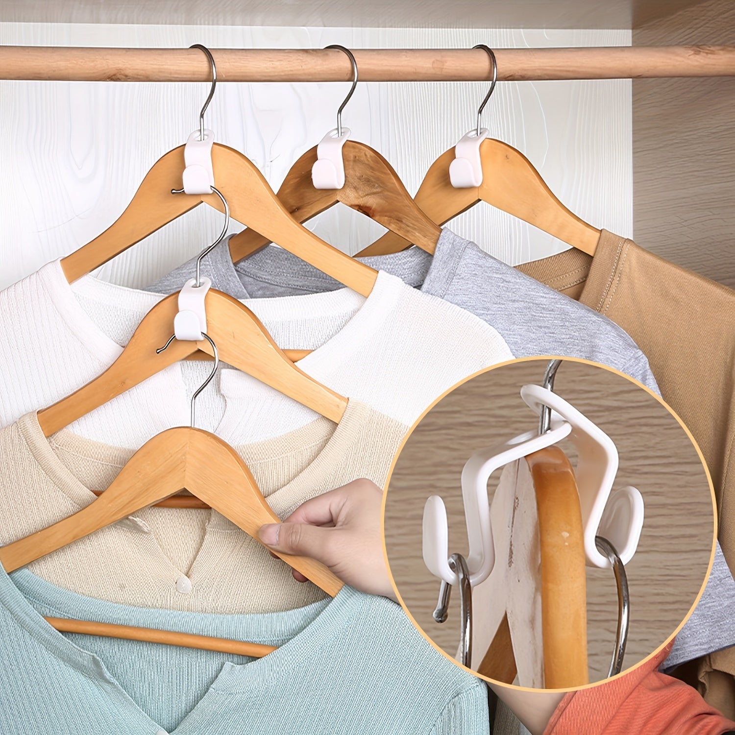 50 piezas de ganchos conectores para colgar ropa, resistentes y duraderos, ahorradores de espacio para organizar ropa en clóset, armario, hogar, residencia estudiantil, esencial para la universidad