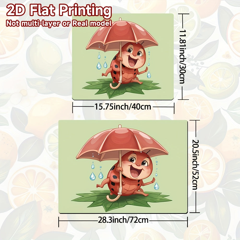1pc Protector de Encimera Lindo Mariquita Roja con Paraguas - Resistente a Arañazos y Calor, Adecuado para Estufas de Gas/Eléctricas y Secadoras - Alfombrilla Decorativa Fácil de Limpiar, Accesorio Divertido para el Hogar, Superficie Lisa, 2D Plana