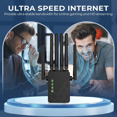 El amplificador de señal de WiFi, transmisión estable de 2,4 GHz, seis antenas para cobertura completa, distancias más largas que nunca, superantenas, con puerto Ethernet, amplificador de señal.