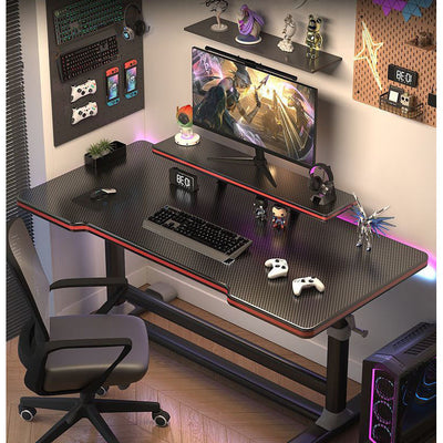 Escritorio de juego práctico, duradero y único para gamers y oficina, diseño en forma de T, ergonómico, color