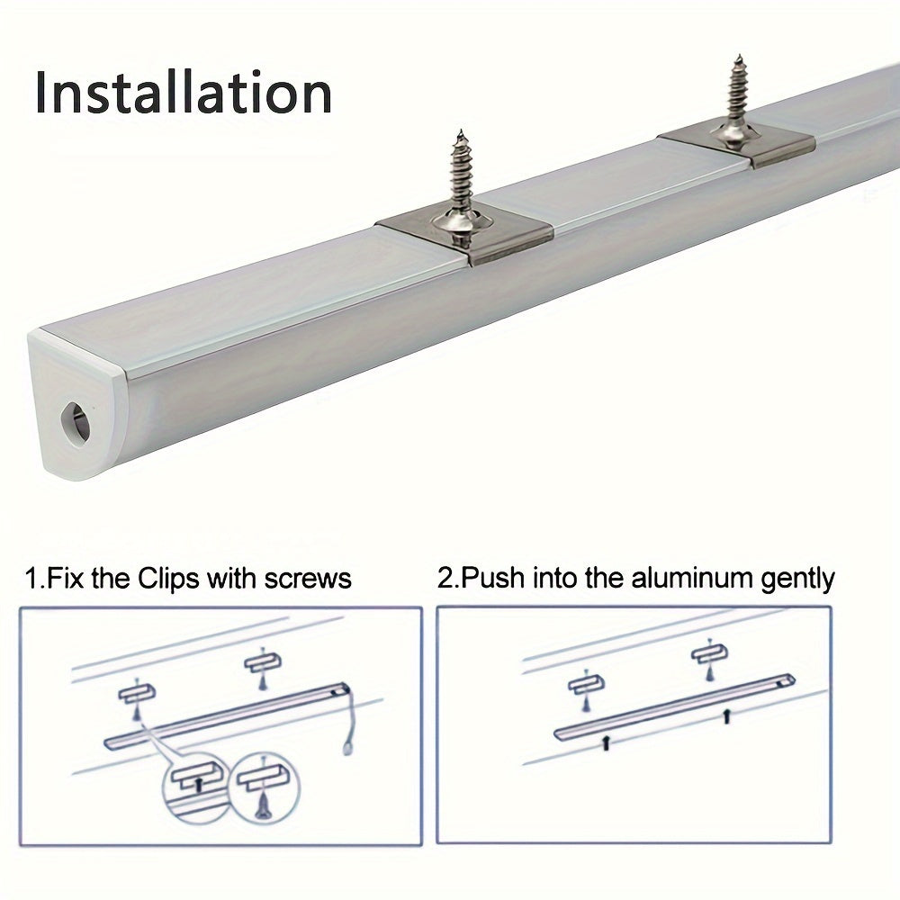 Canaleta de aluminio en forma de V para tiras LED, 10 piezas, difusor de luz, duradero, eficiente energéticamente, incluye cubierta protectora de PC y clips de montaje, para decoración del hogar e instalación de luces lineales