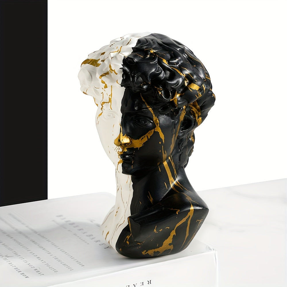 1 Pieza de Busto Abstracto de David en Resina - Diseño Dividido con Mármol Dorado y , Decoración Moderna para Sala u Oficina, Adorno Contemporáneo para Bodas, Artesanía Artística, Arte Decorativo, Regalo Ideal