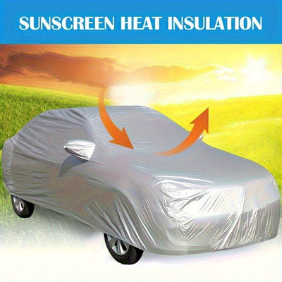 1pc Cubierta Universal para Coche Impermeable - Resistente a UV, Antilluvia, Antipolvo, Antineve, Material PEVA Duradero en Altas Temperaturas, Protección Todo-Tiempo, Apariencia Plateada, Accesorios de Coche, Funda para Auto