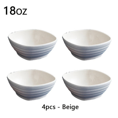4 piezas, Cuenco de Cereales de Plástico Cuadrado, Cuenco para Snacks, Cuenco Reutilizable de Cocina, Apto para Microondas y Lavavajillas, Puede ser utilizado para Sopa, Cereales, Ramen, Caravana, Camping, Residencia Universitaria