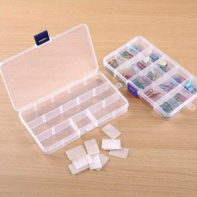 1pc Caja Transparente Desmontable De 15 Rejillas, Almacenamiento De Joyas, Caja De Medicamentos Clasificada, Caja De Agujas Y Hilos De Maquillaje, Caja De Clasificación De Tornillos Y Clavos, Organizador De Suministros De Pesca