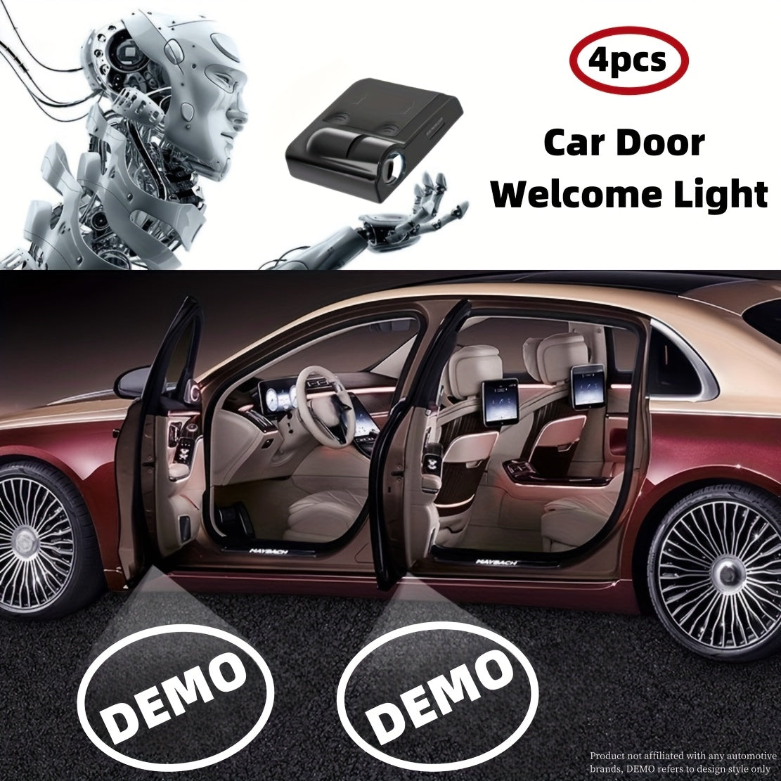 4 piezas de Luces de Bienvenida para Puertas de Coche con Proyección de Logotipo al Estilo OEM, Proyector de Logotipo Inspirado en Equipo Original, Proyección de Logotipo HD, Fácil Instalación - Compatibilidad Universal para Vehículos