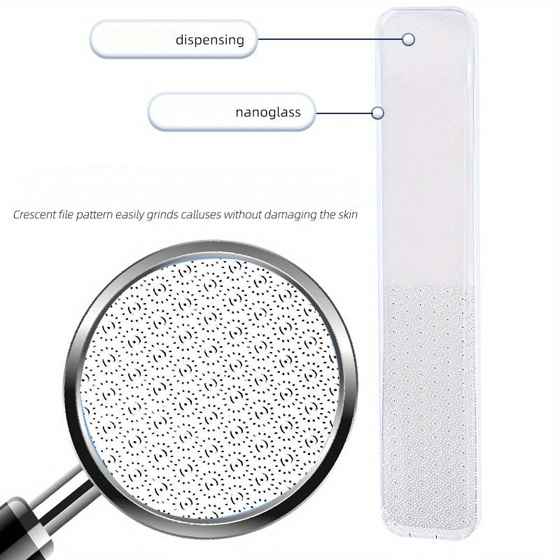 Removedor de Vidrio Nano & Lima para Pies - Herramienta Exfoliante Portátil sin Batería para Cutículas, Talones y Pieles Muertas Color Beige Claro - Instrumento de Pedicura y Manicura Sin Alcohol para Viajes