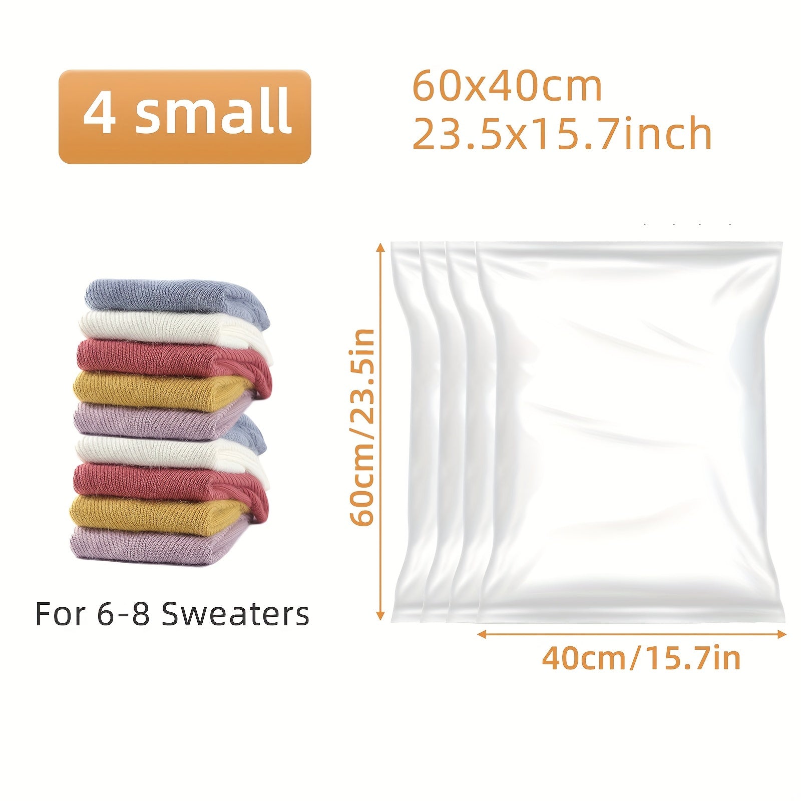 4 Bolsas de almacenamiento de vacío gruesas - Organizador con cremallera para ahorrar espacio para ropa, mantas, colchas - Plástico duradero, ideal para dormitorio y viajes, organizadores y almacenamiento de dormitorio