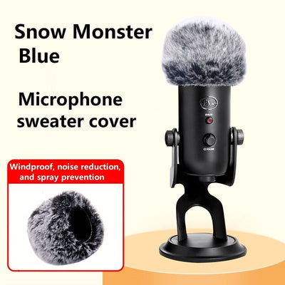 Funda para Micrófono Xuanfengxia Snow Monster Blue Yeti Pro - Lana de Peluche, Esponja a Prueba de Viento y Rocío, Diseño de Bola de Pelo Gris Suave para Reducción de Ruido y Protección contra Rocío, Equipo de Estudio | Funda de Micrófono de Peluche | Fu