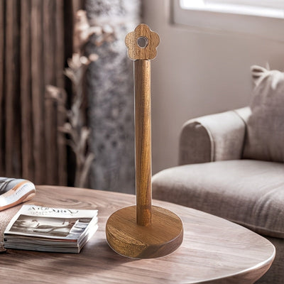 1 unidad de soporte de toalla de papel de cocina de madera rústica, diseño de montaje vertical a ras, soporte de almacenamiento de película sin taladro, organizador de encimera