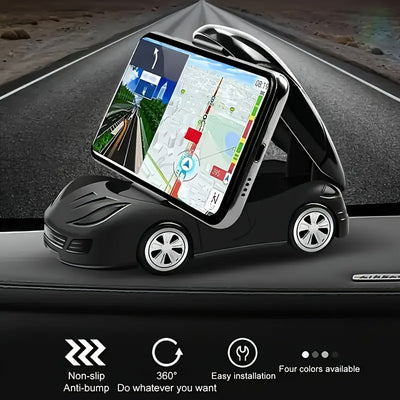 Soporte para Teléfono de Salpicadero Giratorio 360° para Coche - Diseño Plegable, Material ABS, Estilo Deportivo Rojo con Detalles Negros, Compatible con la Mayoría de Vehículos, Soporte para Teléfono en el Coche