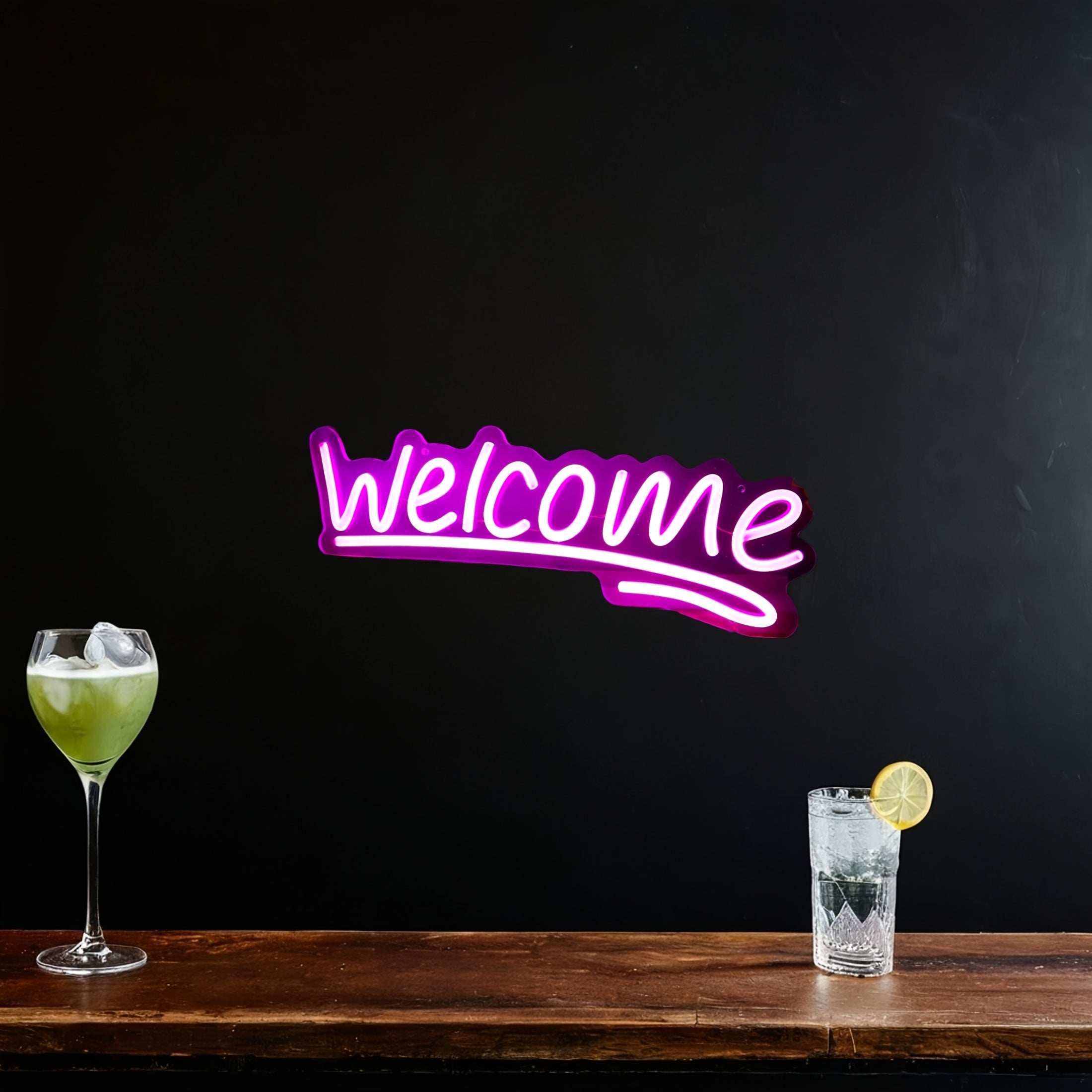 Letrero de neón LED de bienvenida con interruptor de encendido/apagado, luz de pared con alimentación USB, control de botón pulsador, multiusos para el hogar, tienda, floristería, bar, salón, cafetería, restaurante, decoración de inauguración de la casa