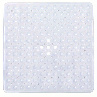 Alfombrilla de Baño Cuadrada de 1 pieza, Antideslizante con Orificio de Drenaje y Ventosas de Gran Capacidad de Absorción, Fácil de Limpiar, Lavable en Máquina, 53.34x53.34cm, Alfombra para Ducha, Alfombra para Bañera, Decoración del Hogar