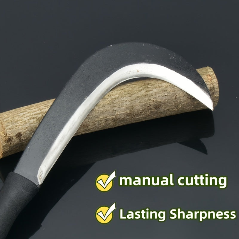 Horquilla de jardín de acero al carbono resistente con mango metálico - deshierbador, podadora y trituradora manual. Ideal para céspedes, jardines y cosecha. Duradera, sin necesidad de electricidad, perfecta para recortar, desmalezar y cortar en el huert
