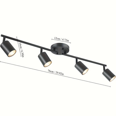 Iluminación de Carril, Luces LED Giratorias de 4 Luces para Cocina Moderna, Apliques Semiflatos para Comedor/Pasillo/Oficina (Enchufe GU10, Bombilla No Incluida)