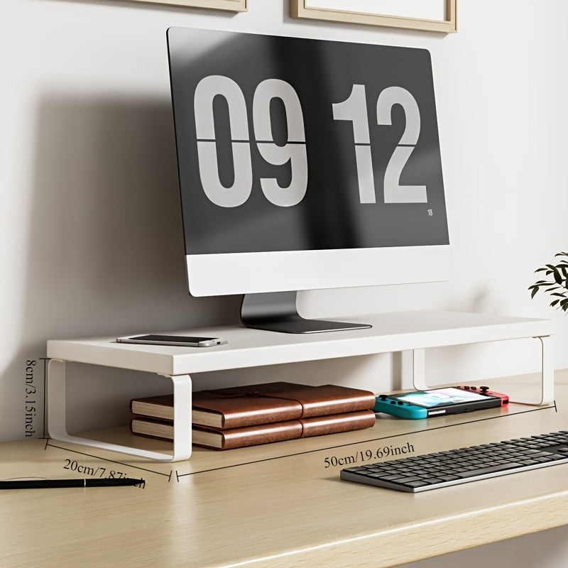 Soporte Ergonómico para Monitor de Madera y Metal con Almacenamiento - Organizador Contemporáneo para Escritorio en Casa o Residencia Estudiantil, Diseño Multicompartimento Ahorrador de Espacio, Sin Necesidad de Montaje, Colores Mixtos