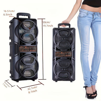 Altavoz multifuncional con altavoces dobles de 6,5", cambio de color RGB, subwoofer de bajo 3D, función de karaoke con gran apertura, sistema de sonido de carrito, experiencia de sonido definitiva con/FM/USB/TF Card/MIC, adecuado para fiestas al aire lib