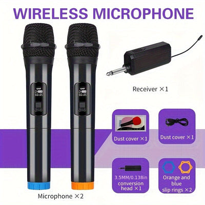 Micrófono sin varillas Portátil Multiusos con Recibidor Recargable para Sistema Dinámico de Mano, Adecuado para Fiestas, Iglesias, Reuniones, Bodas, NUOXIANGE