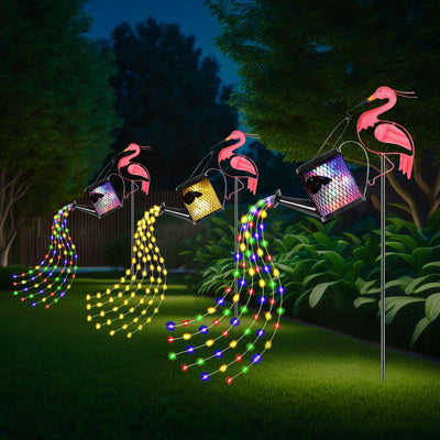 1pc Lámpara solar en forma de flamenco, lámpara decorativa para césped solar, farol colgante solar exterior, lámpara metálica solar para jardín, patio, terraza, camino o calle, iluminación decorativa para Navidad, Halloween y Acción de Gracias
