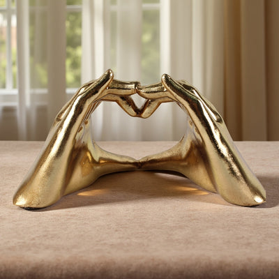 1pc Escultura abstracta de manos de amor en resina dorada, estatua decorativa para interiores/exteriores, acento versátil para la habitación, no necesita energía.