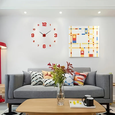 1 reloj de pared de acrílico moderno, reloj grande silencioso con números 3D, corona plana redonda, operado por batería (AA), ideal para decoración de salón y dormitorio