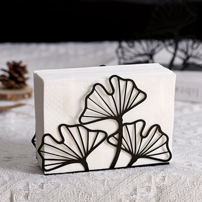Elegante Porta Servilletas de Hoja de Ginkgo de Metal - Perfecto para Mesas de Comedor y de Café, Decoración de Cocina, Ideal para Restaurantes, Hoteles, Cafeterías