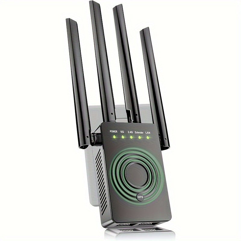 Extensor WiFi 2024 - Amplificador sin varillas Dual Band 2.4/5.8GHz, Extensor de Internet de Alta Velocidad 1200Mbps con Puerto Ethernet, Cobertura hasta 12000 Pies Cuadrados para Hogar/Ocio, Compatible con +100 Dispositivos, Enchufe US (Tipo B), Diseño