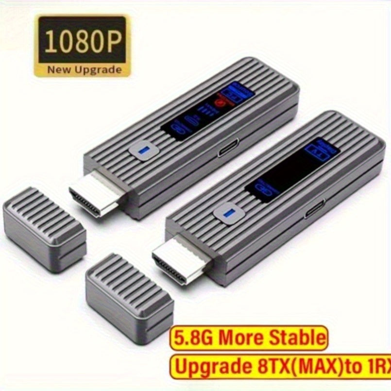 NUEVO Transmisor y receptor de video inalámbrico con pantalla LED 1080P 60Hz 50M 8TXs a 1RX HDTV Adaptador de video inalámbrico para TV con audio, kit de extensor para cámara, portátil, laptop y PC a TV, proyector y monitor, 2.4G/5.8G, bajo retardo