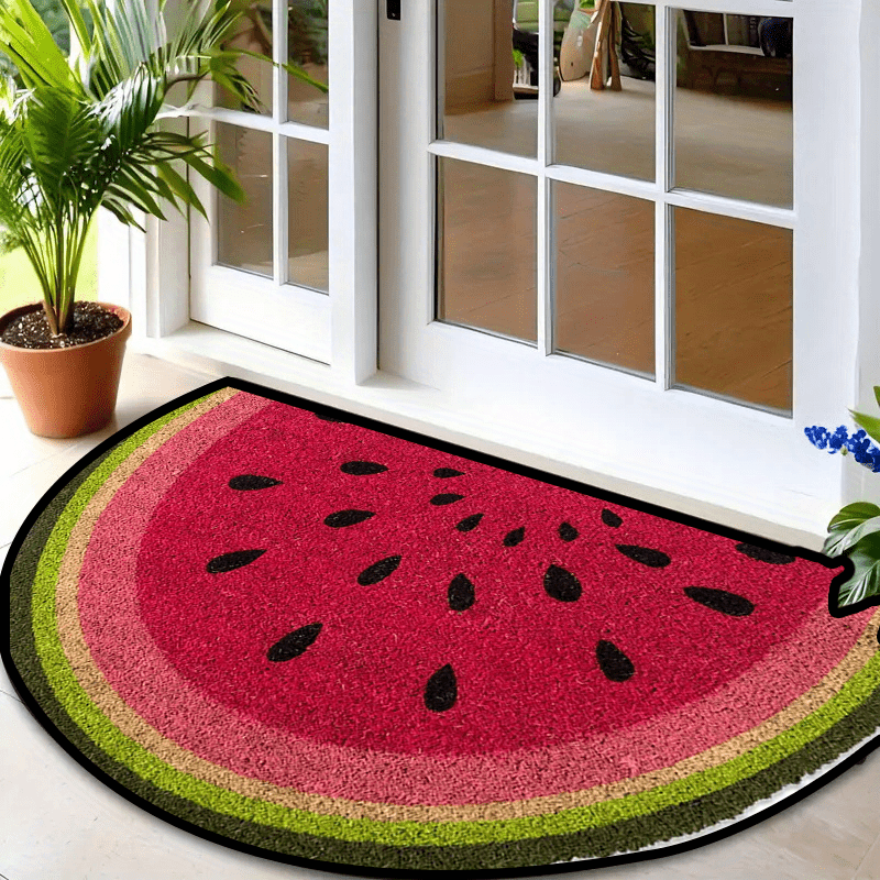 1/2 alfombras de entrada con diseño de sandía, temática veraniega, esponja de 1.2 cm de grosor, ideal para decorar porches, interiores, exteriores y entradas modernas