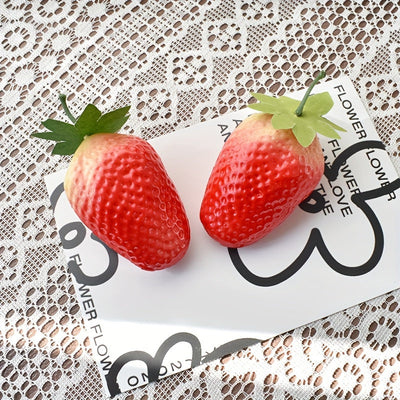 Juego de Decoración de Frutas Falsas de 11 Piezas - Modelos Realistas de Espuma de Fresa, Mango y Plátano para Fotografía de Alimentos & Exhibición en Mesa Navideña