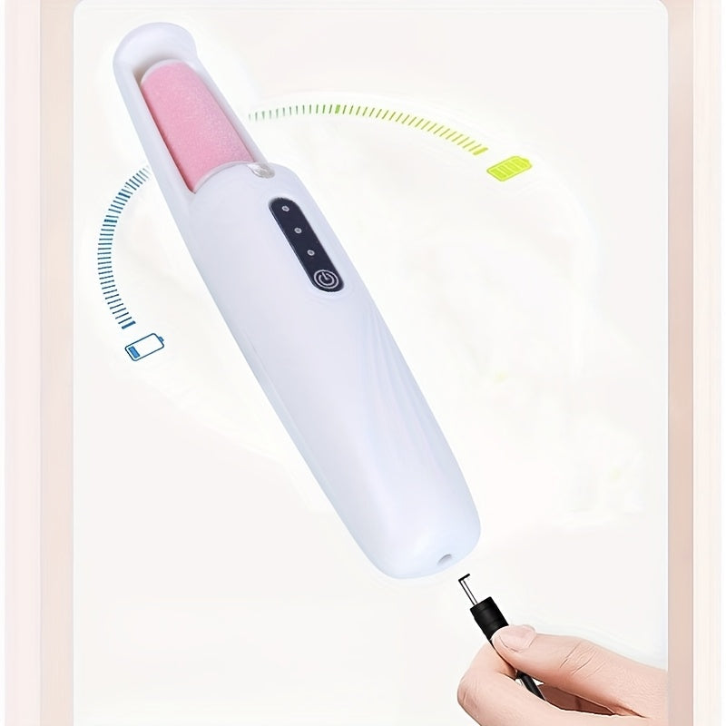 Removedor Eléctrico de Pies - Dispositivo Automático para Pedicura con Motor USB, Inalámbrico en Color Beige Claro y Amoladora - Lima Ergonómica para Talones y Suelas, Ideal para Atletas, Diabéticos y Salones de Uñas - Herramienta Blanca para Cuidado de