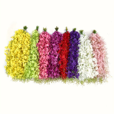 40 piezas de guirnalda de flores de wisteria artificial - Vibrante morado, blanco, rosa, rojo y amarillo, plantas falsas para arcos de bodas, fiestas, jardines, decoración de paredes y techos de hogares, arreglo de interiores y exteriores de bajo manteni