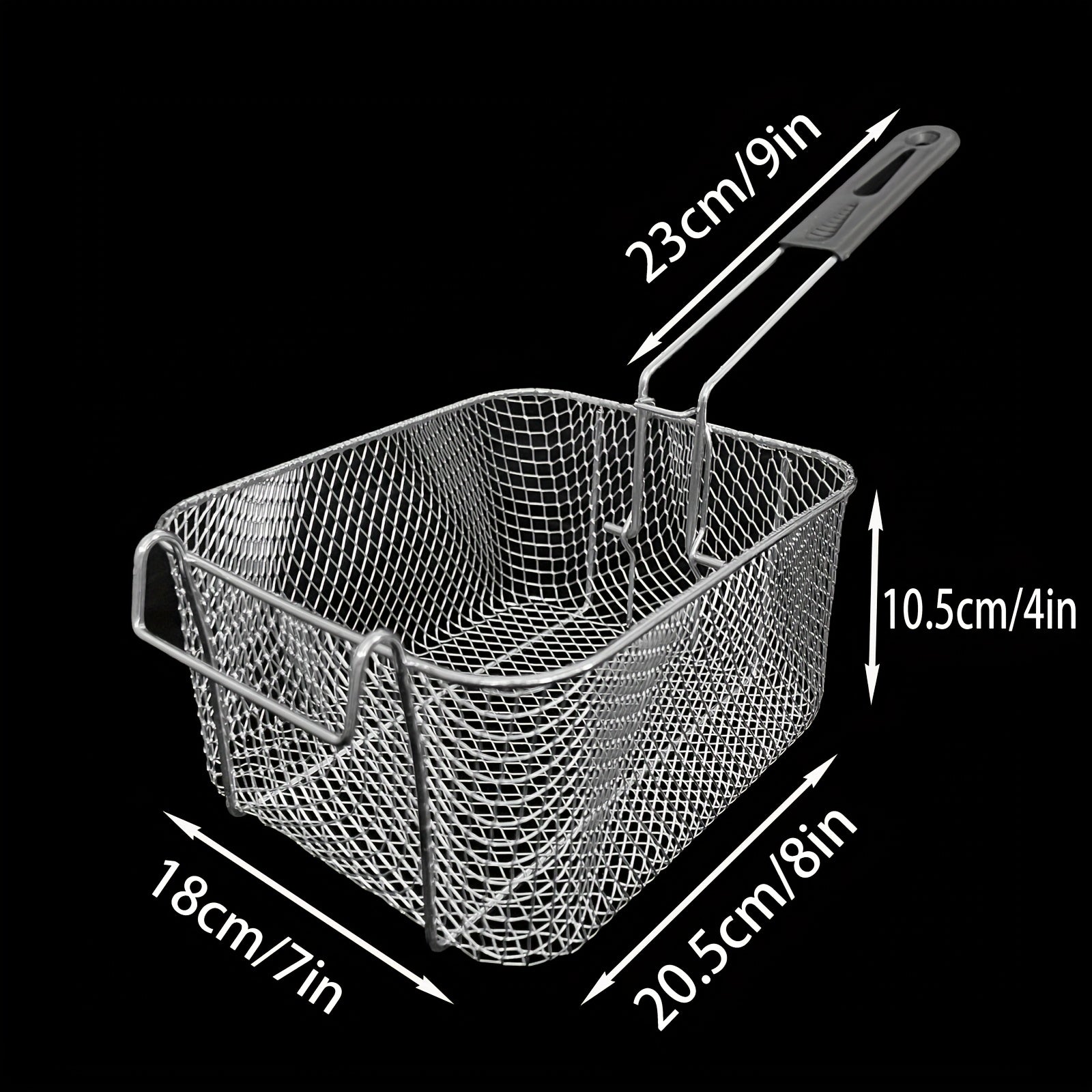 Canasta para Freír de Acero Inoxidable con Mango Metálico - Fácil de Limpiar, Plegable, Resistente a Altas Temperaturas para Papas Fritas, Alitas de Pollo y Más | Herramienta de Cocina Comercial y Doméstica, Utensilio para Freír en la Cocina | Estructura
