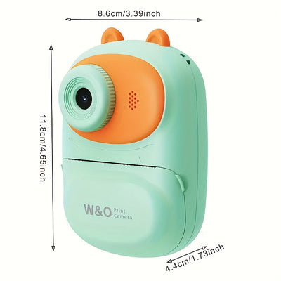 Cámaras de impresión instantánea W&O 3 rodillos - Pantalla IPS HD 1080P recargable por USB, impresora de fotos portátil con tarjeta TF de 32 GB y lector, función de temporizador, cámara digital multifuncional para principiantes, regalo perfecto para cump