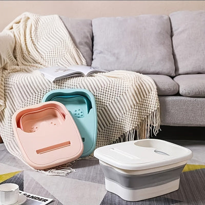Bañera Portátil Plegable para Remojar Pies - Diseño Ergonómico con Tapa, Ideal para Viajes y Hogar, Material Plástico Duradero, Cuidado Cómodo de los Pies, Estilo Moderno, Superficie Fácil de Limpiar