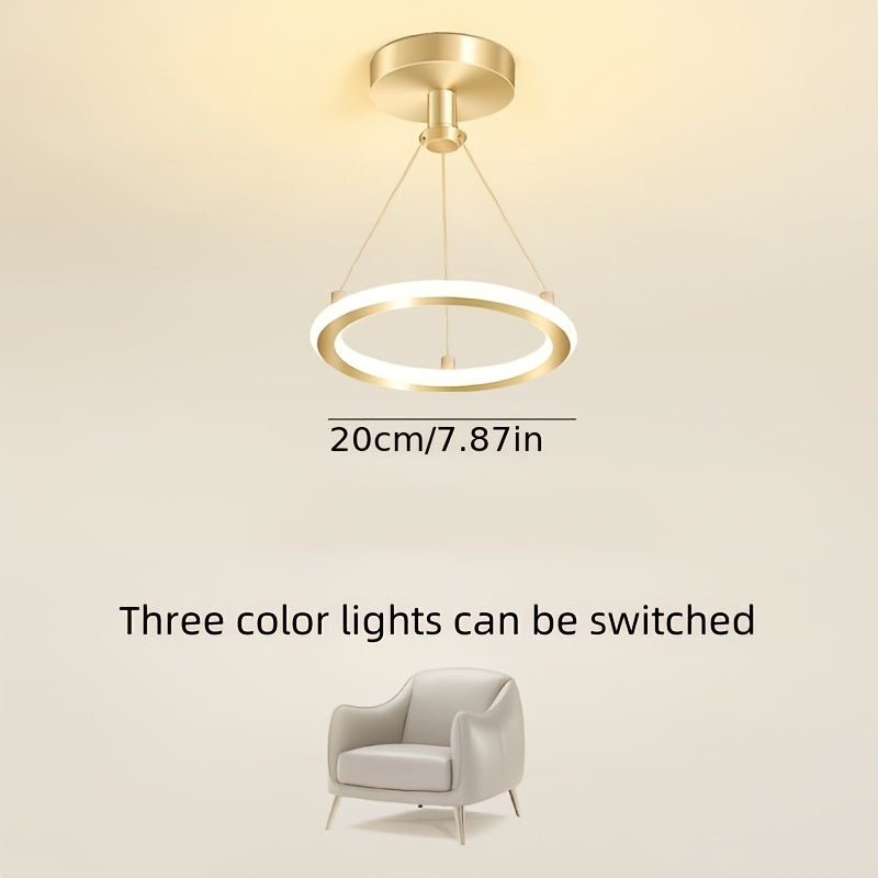 Lámpara Colgante LED Mini Moderna - Ajustable de 3000K-6000K, Acabado Metálico Elegante, Ideal para Vestíbulo, Dormitorio, Cocina, Comedor, Balcón y Cuarto de Baño, Luz Decorativa | Luz Metálica Elegante | Construcción Metálica, Decoración Ligera
