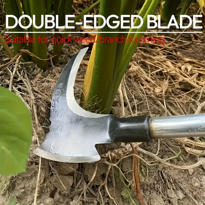 Guadaña de Acero al Manganeso Multifunción con Doble Punta y Hoja Duradera, Ideal para Agricultura, Jardinería, Corte de Leña, Actividades al Aire Libre y Más – Perfecta para Deshierbe, Tala, Pesca y Uso en Montaña (Sin Mango)