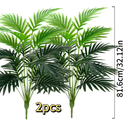 2 piezas de 81,99 pulgadas de palmeras artificiales grandes - Hojas de palma falsas realistas, plástico, decoración interior y exterior, bodas y compromisos, vegetación interior | Estética natural | Plástico duradero